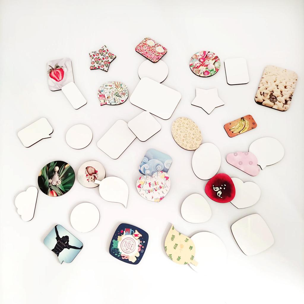 Customizable Round Shape Eco-Friendly DIY Magnet Sticker MDF Wood Blank for Sublimation Personalized Refrigerator Magnets Photos