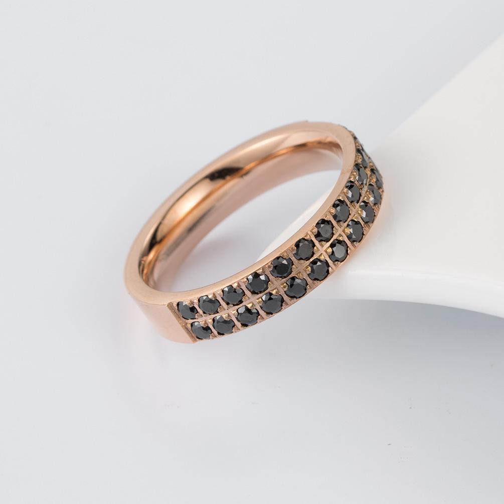 Inlaid Black Diamond Unisex Couple Ring with Full Diamond Jewelry Accessories