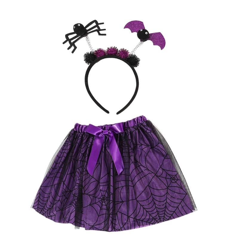 2Pcs Spiders Tutus Skirt with Spiders Headbands Set Halloween Spiders Costume Accessories 1