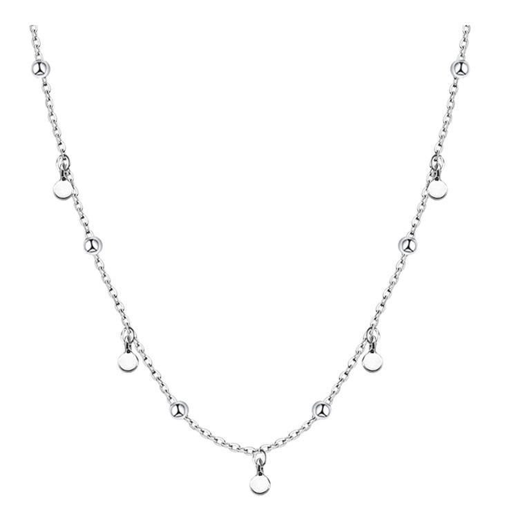 Trendy Clavicle Chain Beaded Necklace with Round Pendant and Tassel Choker for Women