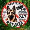 D Vintage Metallschild Privatgrundstück Deutscher Schäferhund Überwachungskamera Dekorative Aluminium-Wandkunst für Zuhause Garage Man Cave