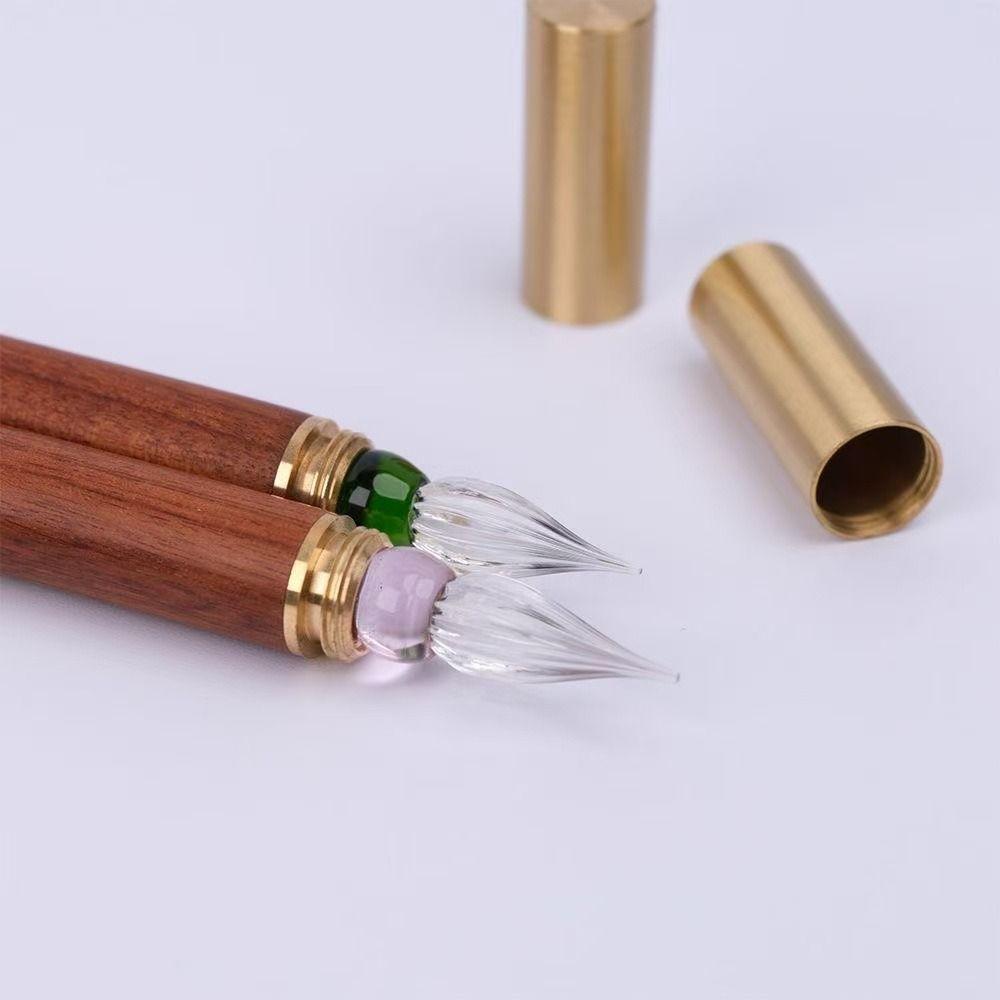 Wood Handle Glass Dip Pen Filling Ink Dipping Pen School Supplies Glass Fountain Pen  Signature