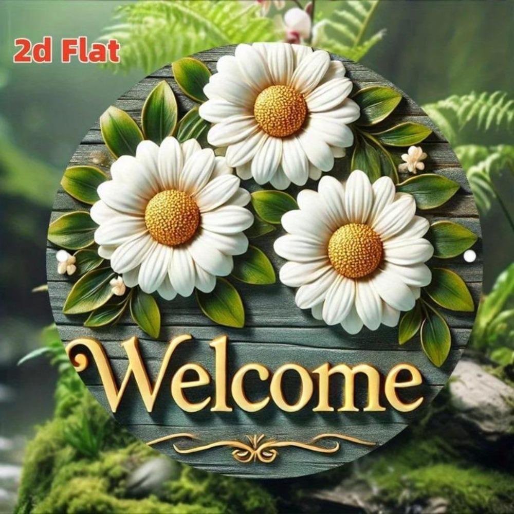 Tin Art Wall Decor Retro Circular 2D Flat Painting For Bar Cafe Beach House Garage
