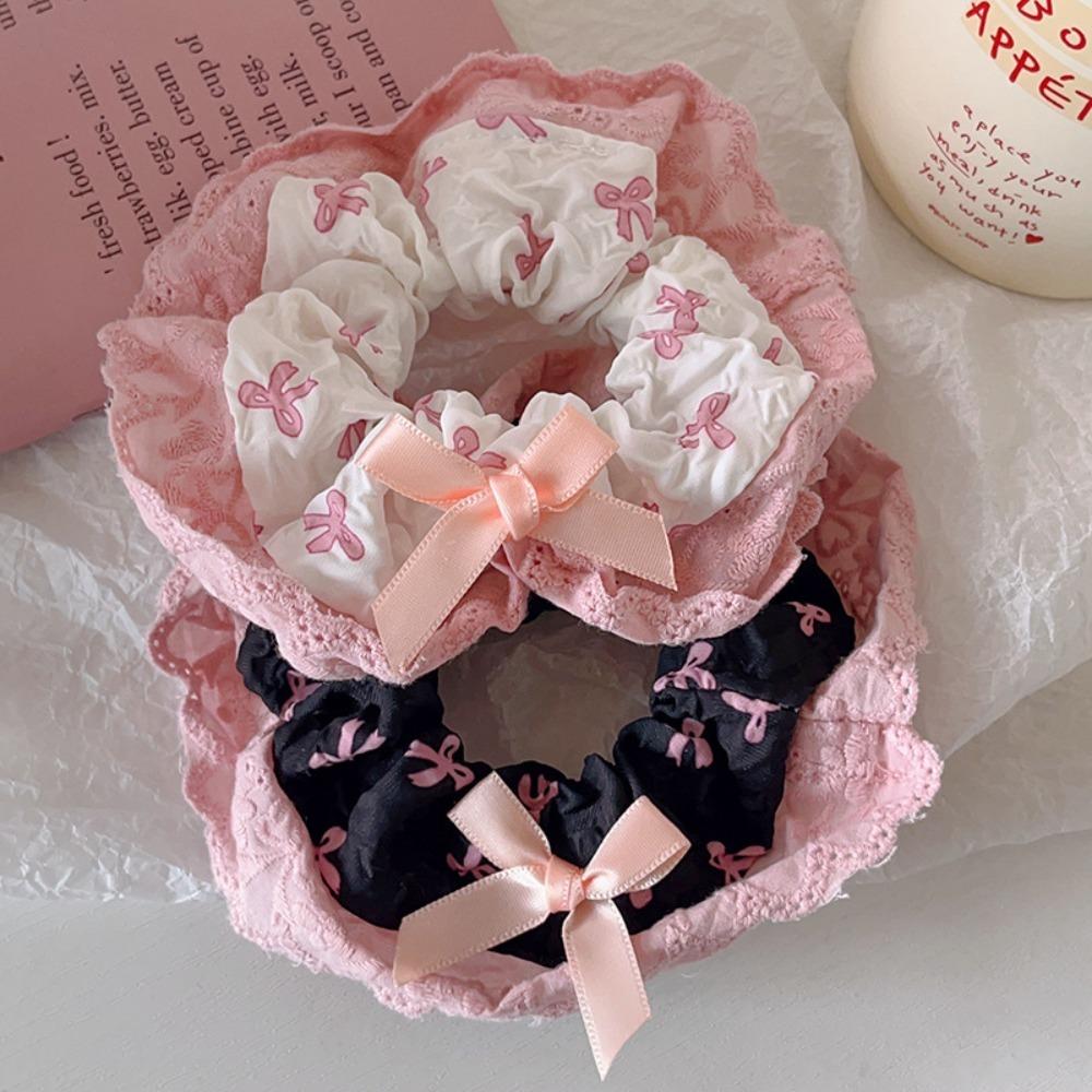 Y2K Bow Hair Rope Cloth Balletcore Hair Ring Cute Bow Hair Scrunchies Daily