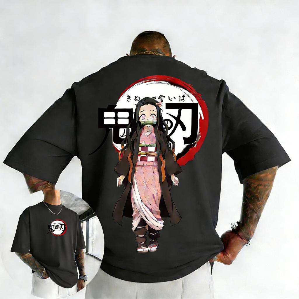 Plus Size Demon Slayer Anime Printed Men and Women Tshirt Casual Parent Child Top Fashion Cotton Summer Street Y2K Harajuku
