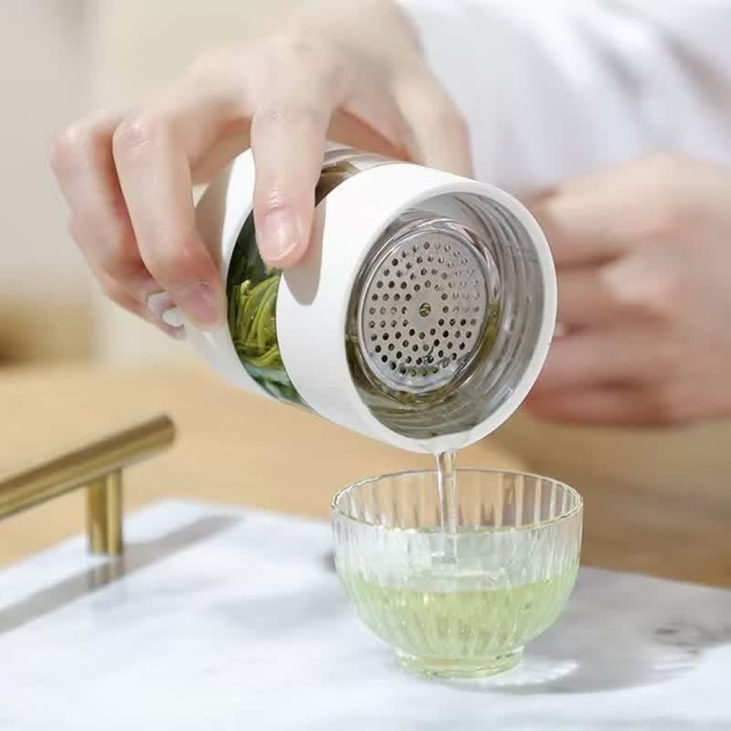 QUANGE Double-Wall Glass Tea Infuser Bottle