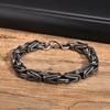 Chunky Byzantine Chain Bracelets for Men Boys,V-shape Stainless Steel Chain Link Wristband,Vintage Rock Punk Zircon