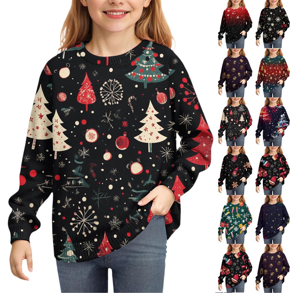 Christmas Day Sweatshirts For Children Boys And Girls Knit Sweater Cute Shirt Fall Crewneck Pullover Tops