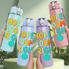 1PC Hope Blooms Bright Flower Slogan 750ml Color Plastic Sports Water Bottle Leakproof Flip Straw Lid Suitable for Sports Office Home Use