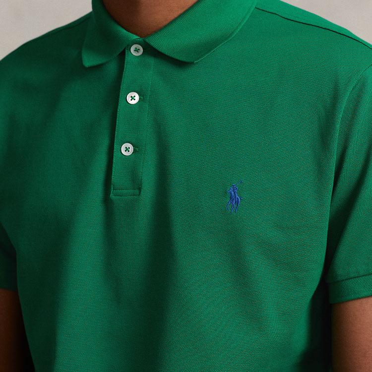 Polo Ralph Lauren SS23 Solid Logo Embroidered Slim Fit Short Sleeve Polo Shirt Men Tops Green MNPOKNI1N822251-320