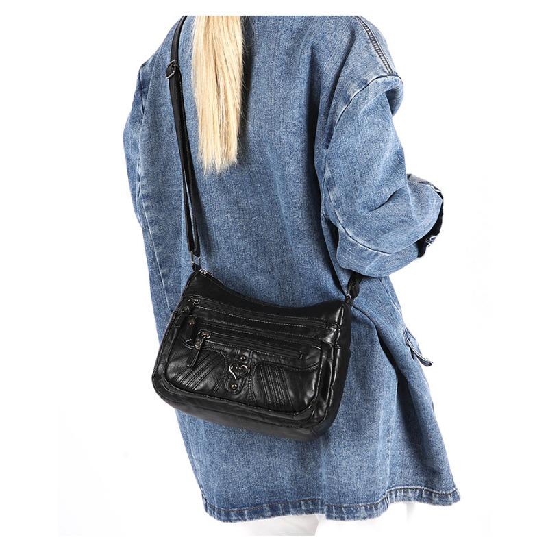Ladies' Soft Leather Large Capacity Crossbody Shoulder Bag