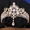 DIEZI Korean Elegant Luxury Bridal Opal AB Crystal Pendant Tiara For Women Girls Wedding Party Crown Hair Accessories Headpiece