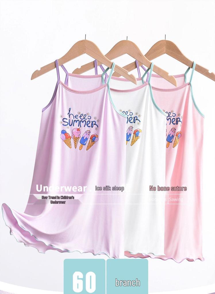 Girls' Sleeveless Camisole Nightgown - Princess Style Pajamas for Kids