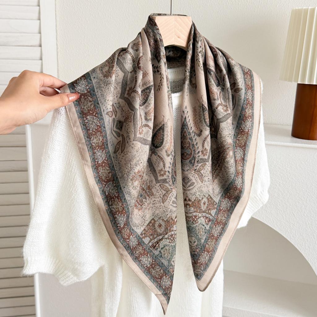 Premium cotton and linen hot air ball small square scarf silk scarf 1116 spring and autumn new scarf women's thin neck protection versatile shawl