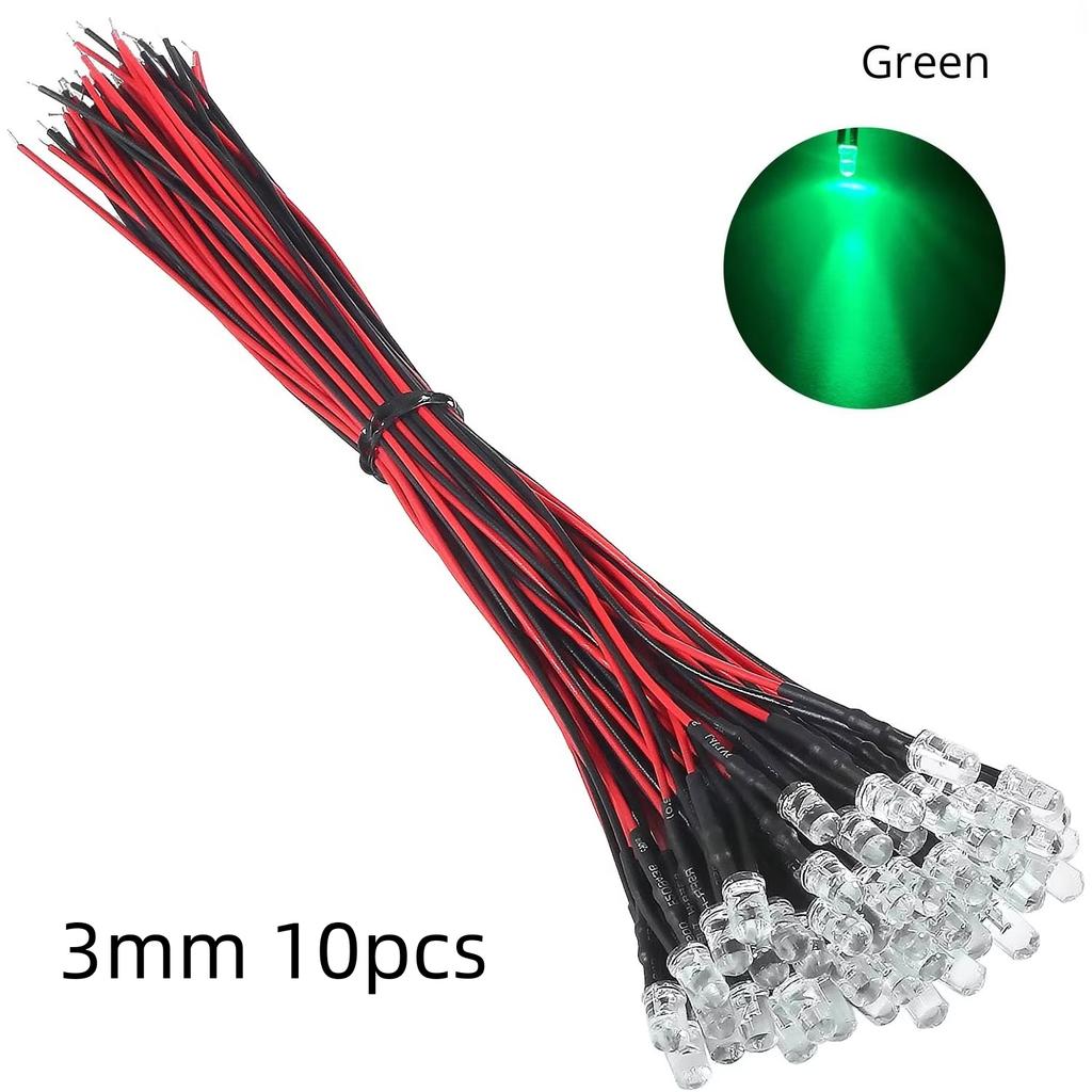 10/50Pcs 3mm Light Emitting Diodes LED Bead with Wire DC 5V-12V LED Light Decorative For RC Crawler Car Traxxas TRX4