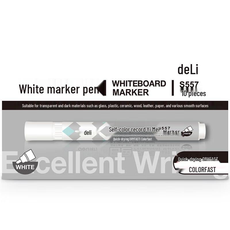 Deli S557 White Oil-Based Marker Pen