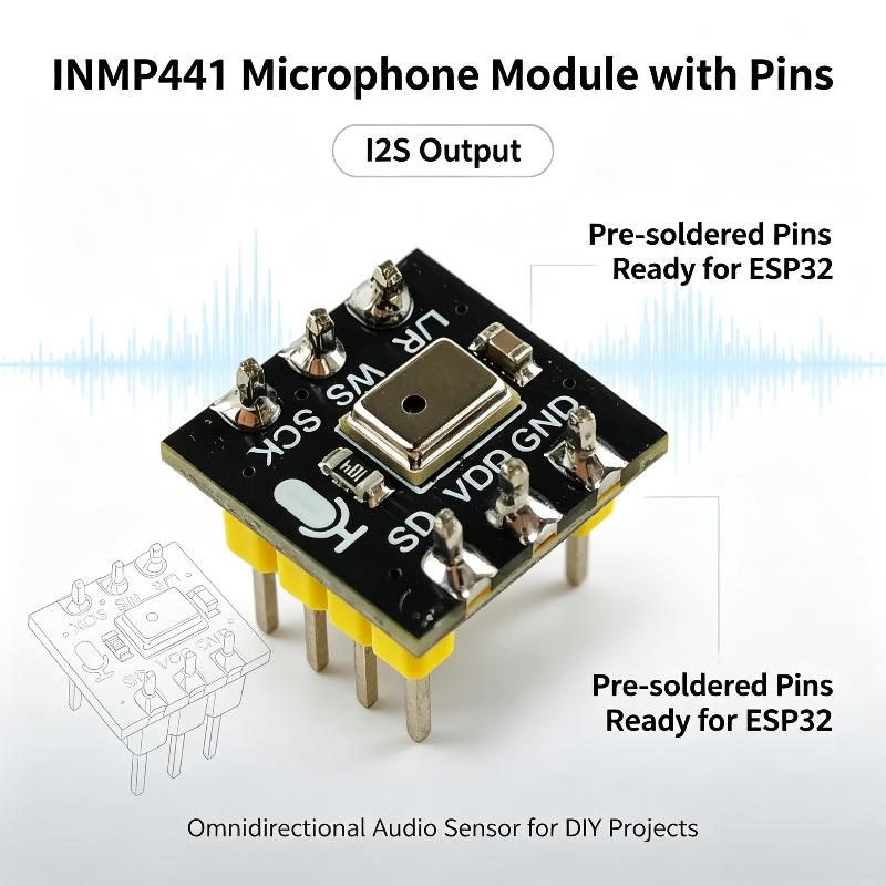 1 Set Mems High Precision Low Power Consumption Inmp441 Omnidirectional Microphone Module Supports Esp32 For Voice Acquisition