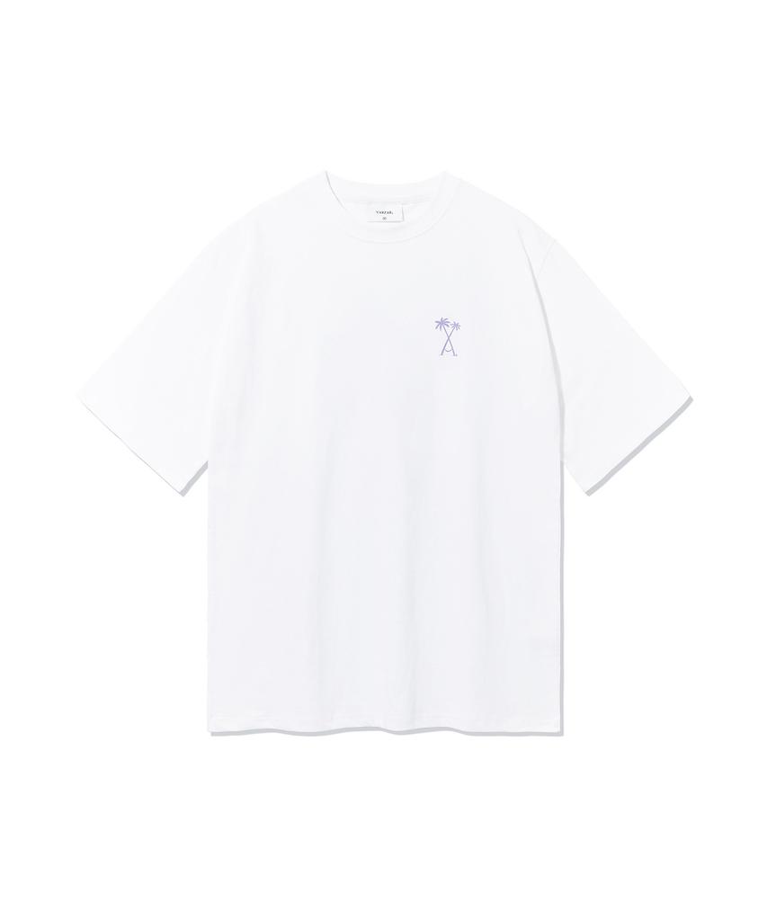 Bajal Palm Tree Logo Short Sleeve T-Shirt White/Purple