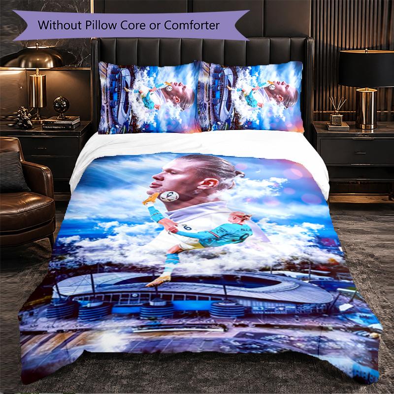 Biancheria da Letto a Tema Erling Haaland Set 3 Pezzi Copripiumino Biancheria da Letto Decorativa Per Stanza Adolescenti Decorazione Casa