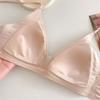 Douyin] Naked Seamless Glossy Underwear Light Luxury Mesh Stitching Triangular Cup Small Chest Gathering Girl Bra