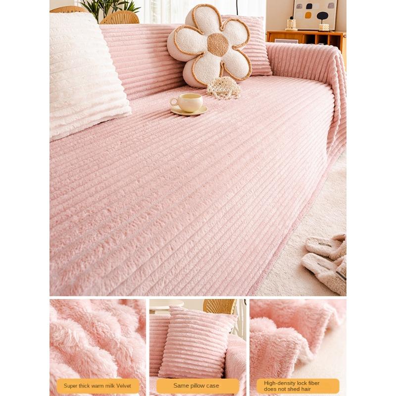 Nuevo Paño Toalla Cubre Sofá de Franela de Leche Todo Incluido Universal Invierno Felpa Cubre Sofá Funda Anti-arañazos de Gato Cojín para Sentarse