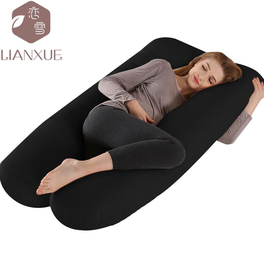 Подушка для беременных Crystal Velvet U-образной формы, подушка для защиты талии, боковая подушка для сна, многофункциональная подушка для объятий во время кормления грудью 140x70cm