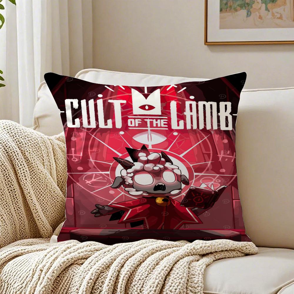 

Cute Dark Indie Game CCult Of The Lamb Cushion Cover Pillowcase Antidustmite living Room Sofa Decor Cushion Room 30X30cm