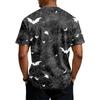Men's Halloween Print Short Sleeve Henley Shirt Casual Round Neck Top with Button Detail Lightweight Breathable Fabric