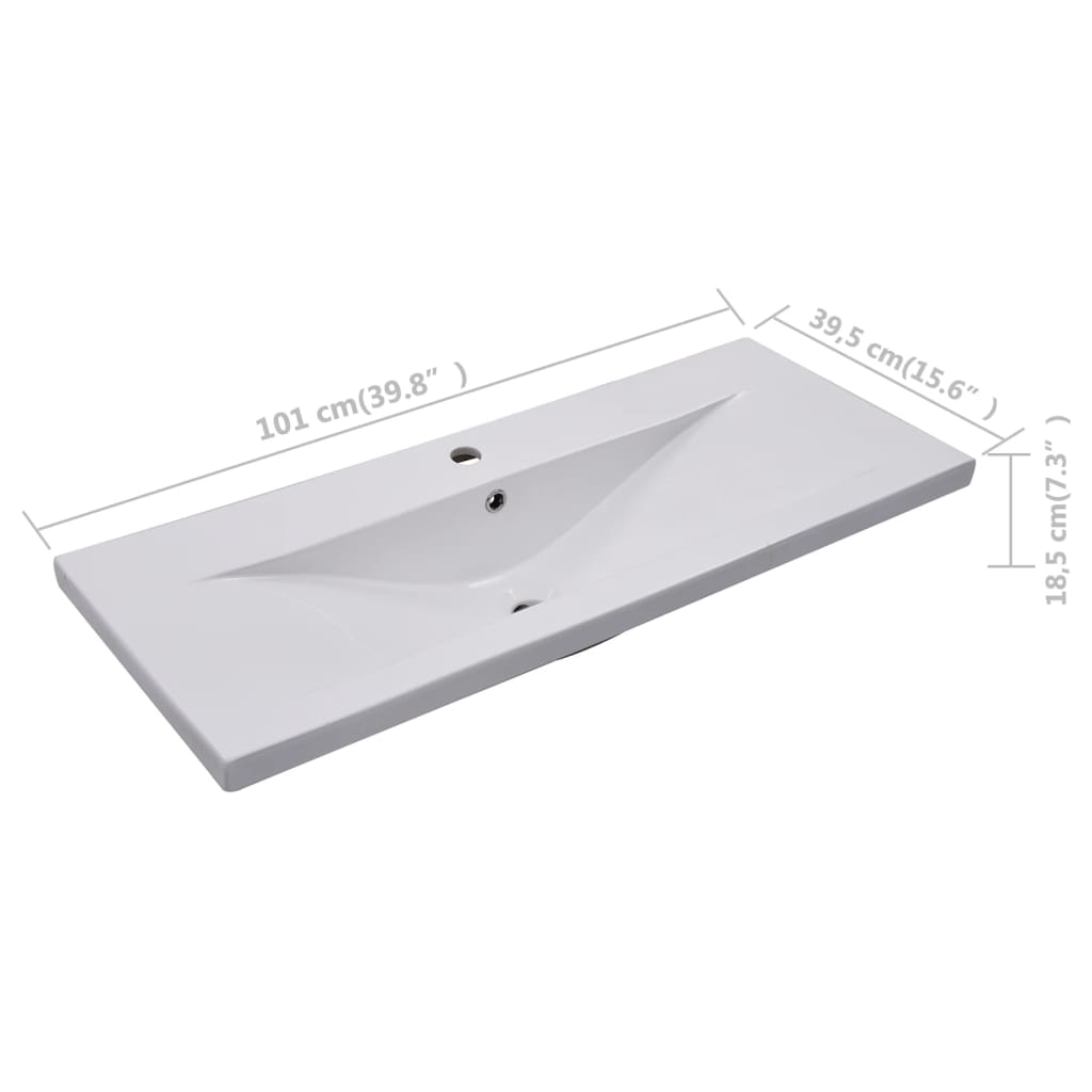 Vidaxl Built-in Sink, 101 X 39.5 X 18.5 Cm, Ceramic, White