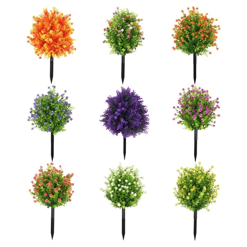 Realistic Artificial Eucalyptuses Leaves Ground Stakes For Outdoor Garden Decoration With Weather Resistant Plastic And Soft Rubber