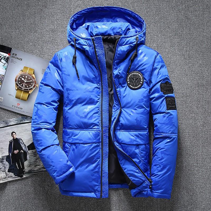 Mens Short Down Jacket Winter Outdoor Warm Hooded Coat Casual Youth Fashion