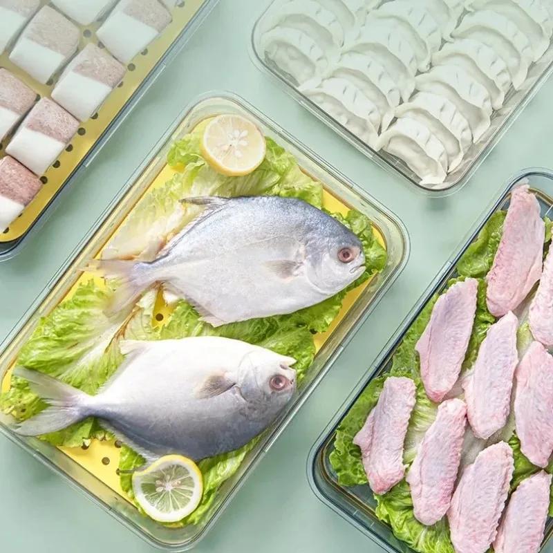 Kühlschrank Aufbewahrungsbox PET-Kunststoff Transparent Verdickt Zeiterfassung Gefrierfach Abtropffach Frischhaltebox Kühlschrank Spezialverwendung