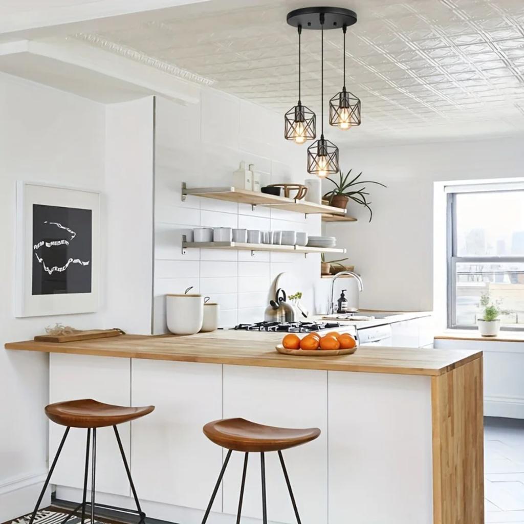 New Vintage Black Metal Shade Pendant Lamp Chandelier for Living and Dining Room