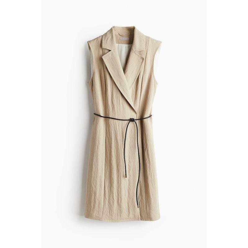 

HM Women s Clothing Dress Autumn Waist Belt Fashion Commuter Business Suit and Dress Dress 1236790 Beige 170/104(L)