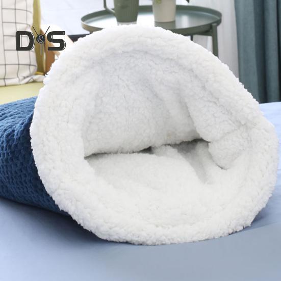 Cat Winter Sleeping Bag Cozy Warm Cat Cave Bed Flannel Covered 360-degree Warmth Cat Tunnel Bed for Kittens And Puppies