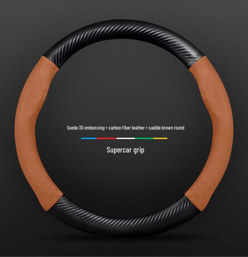 Cubierta de Volante Toyota RAV4 2022, Cuero Genuino Fibra de Carbono Gamuza, Ultradelgada