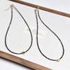 French Minimalist Black Heart Beaded Necklace - Layered Clavicle Chain for Women
