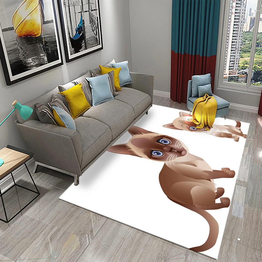 3D Cartoon Niedliche Katze Teppich für Wohnzimmer Badezimmer Kinderzimmer Dekoration Kinder Spielen Krabbeln Weich Rutschfest Bodenmatte Geschenk
