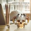 Edelstahl Totenkopf Tasse Bier Kaffee Tasse Wikinger Trinkbecher Skelett Harz Bier Tasse Halloween Geschenk Dekoration Ornament