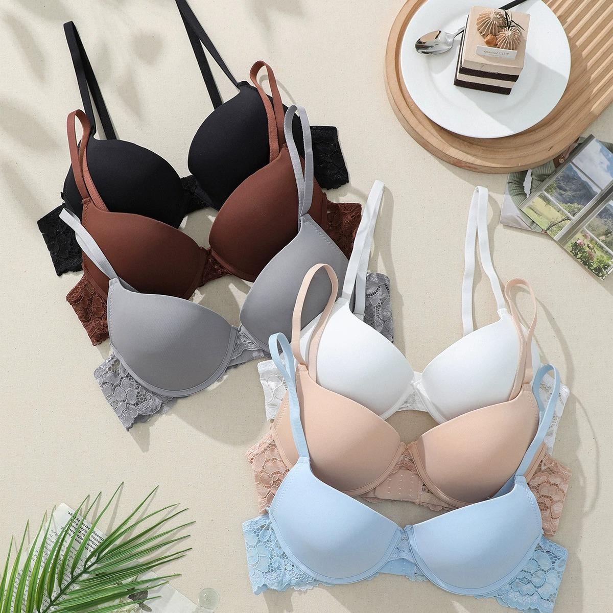 

TikTok bra thin lace edge sexy ladies gather seamless anti-sagging spot 70B чёрный