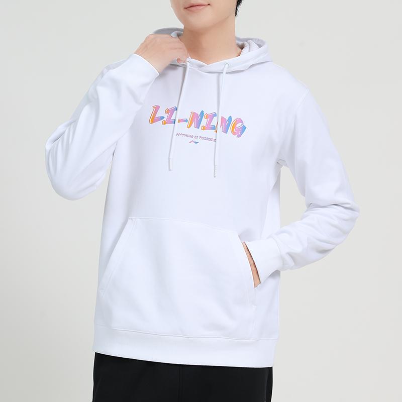 Li Ning Letter Logo Casual Knitted Sports Long Sleeve Sweatshirt Unisex Sweatshirt White AWDTE01-2