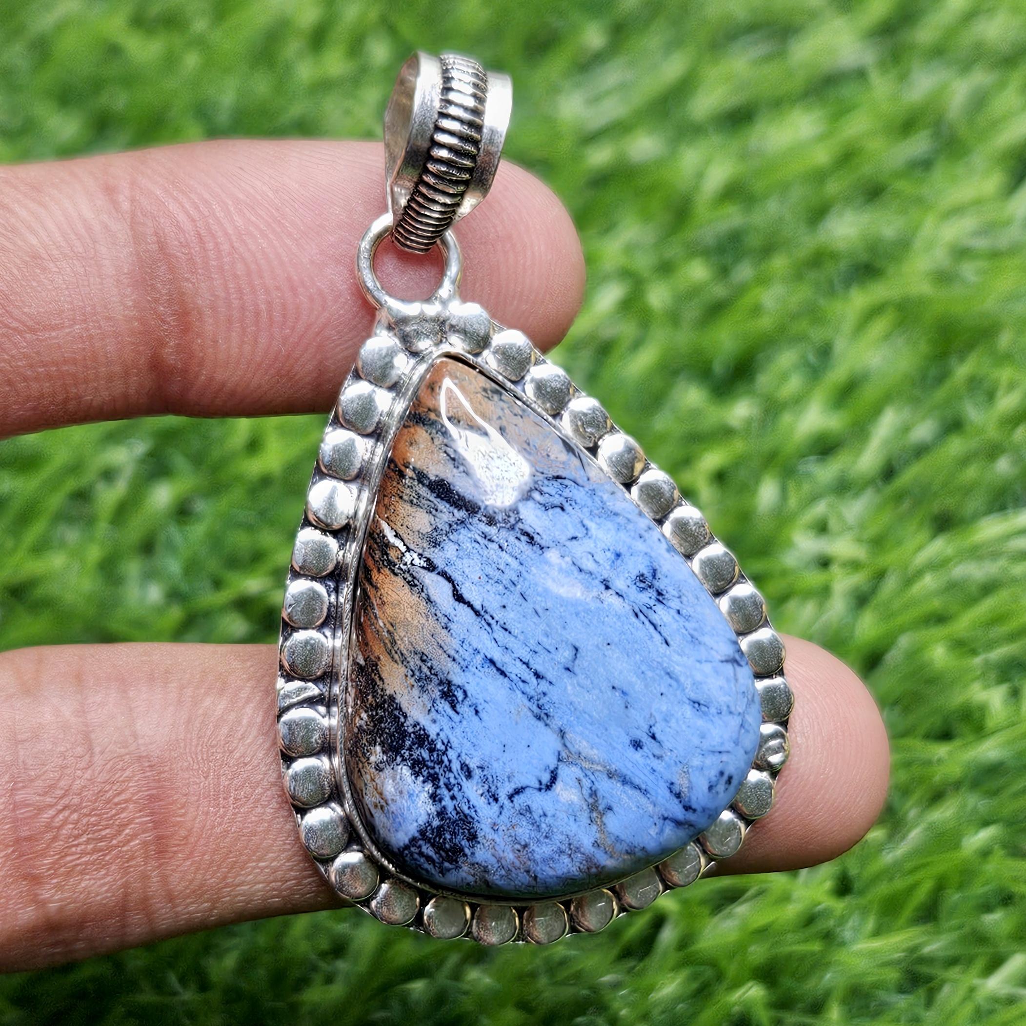 

Natural Sodalite Pendant 925 Sterling silver pendant Pear shape gemstone pendant Gift for her синій