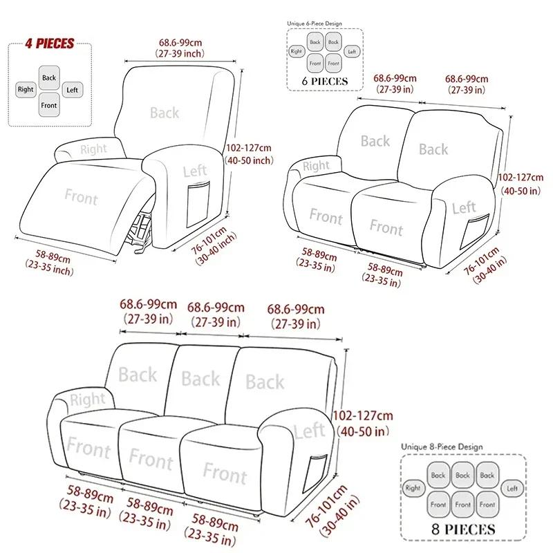1/2/3 Seater Recliner Sofa Cover Elastic Jacquard Armchair Chair Cover for Living Room Cheap Relax Slipcover Protector