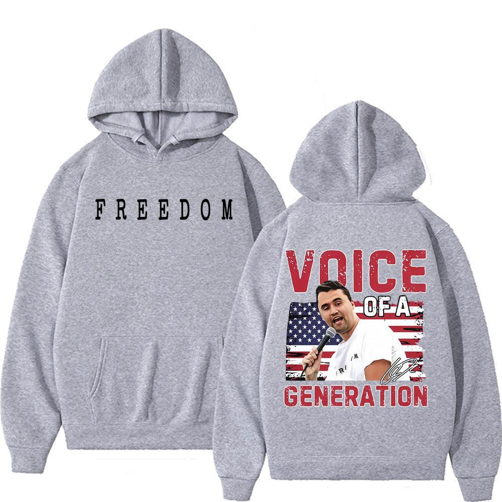Charlie Kirk Voice of A Generation Vintage Sweatshirt Men Women Fashion Gothic Hoodies Cotton Casual Oversized Hoodie Streetwear
