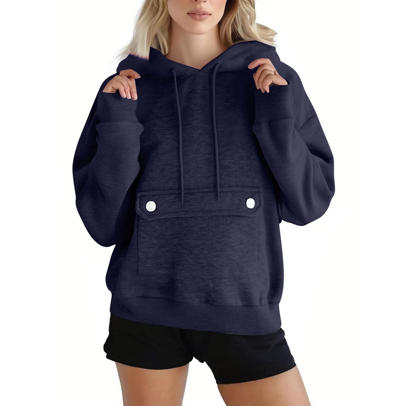 

Женские толстовки, осенняя мода, свитшоты, повседневный свитшот с длинным рукавом и свободного кроя, осенняя толстовка XXL тёмно-синий