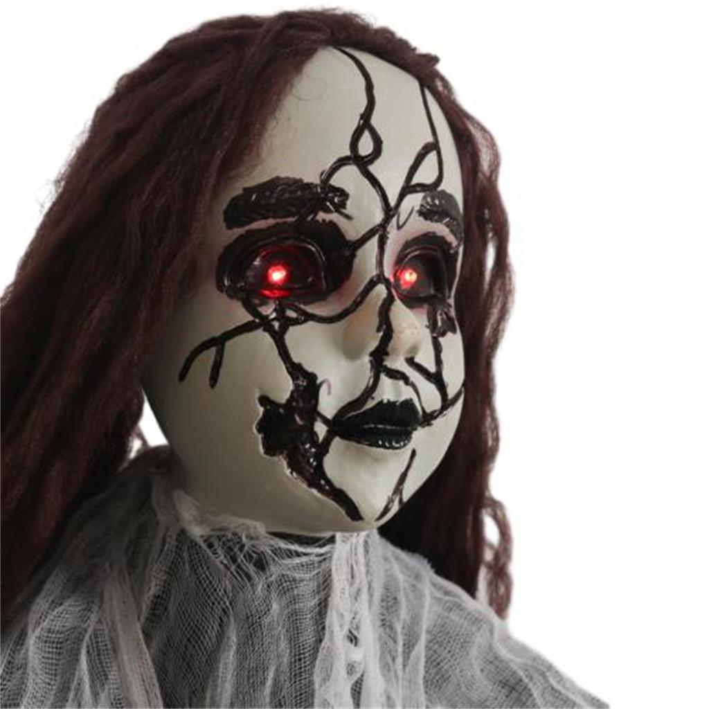 Life-Size Scary Talking Witch Animatronic Halloween Decoration Activated Eye Lights Moving Mouth