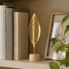 Flower Wrought Iron Ornaments Wood Base Ginkgo Leaf Ornament  Scandinavian Style