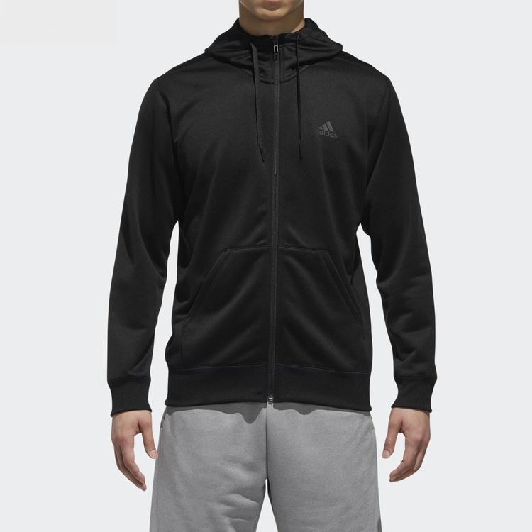 Men's adidas Sports Stylish Hooded Knit Jacket Black DN1420