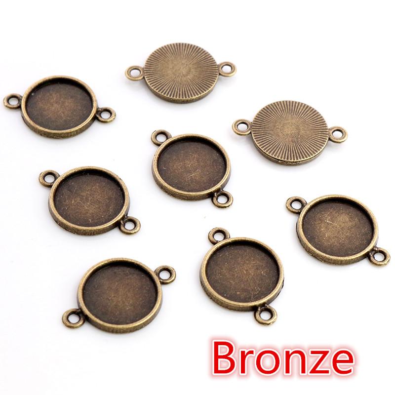 8-30mm Inner Size Classic 7 Colors Plated One Sided Double Hanging Simple Style Cabochon Base Setting Charms Pendant