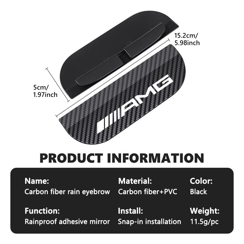 PAD5  Carbon Fiber Car Rear View Mirror Rain Eyebrow Shield Sun Visor Accessories For AMG Mercedes Benz GLC GLE GLK W190 W201 C180